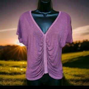 American Eagle Ladies Small Shirt Soft & Sexy Mauve Pink Knit Runched Pullover